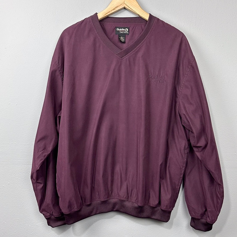 Vintage Guide‎ Series Pullover Windbreaker V-Neck Size L Dark Purple Zip Pocket